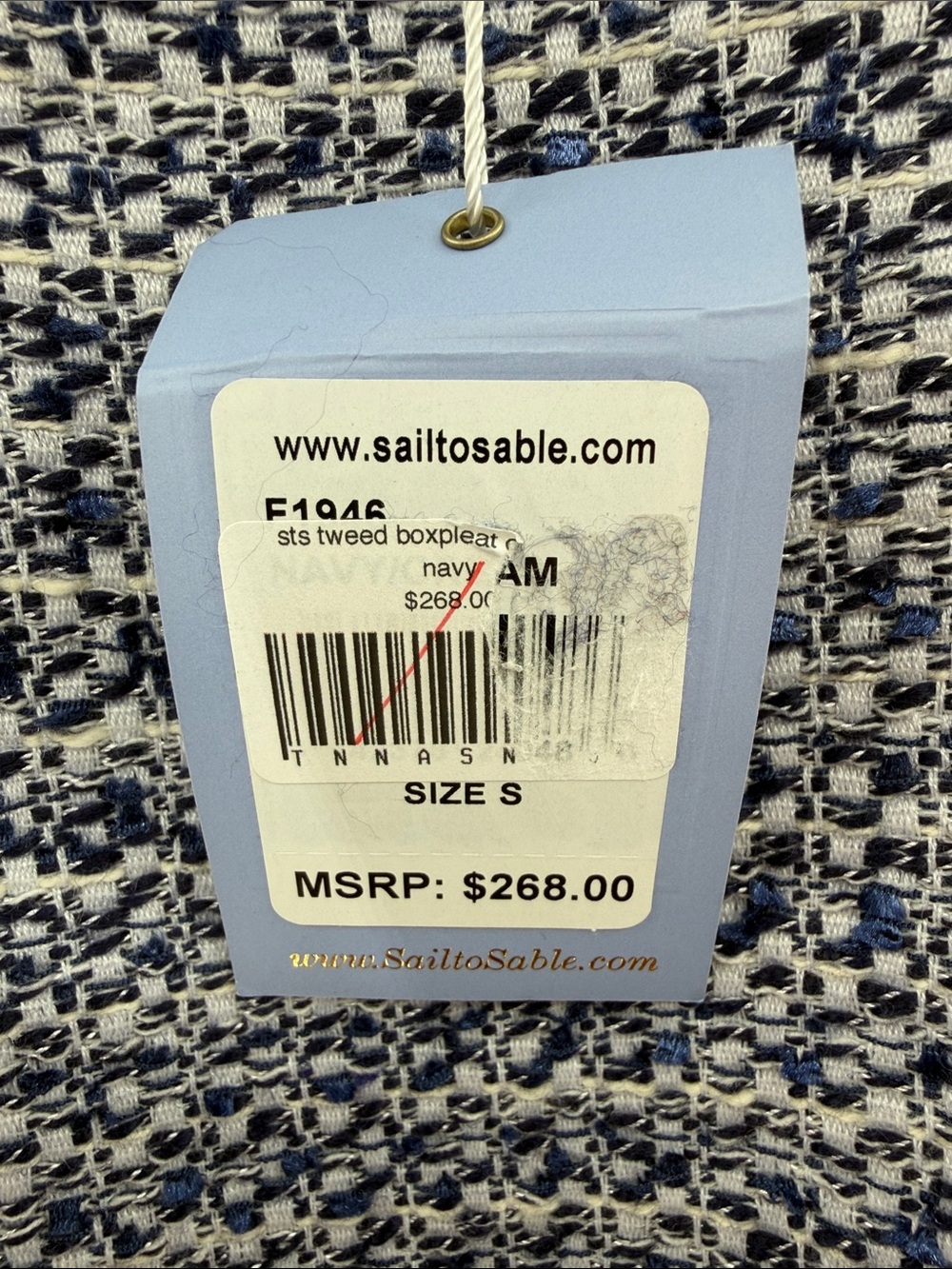 Sail to Sable Tweed Boxpleat Drop Waist Dress - Navy/White - Small - NWT - Picture 3 of 8